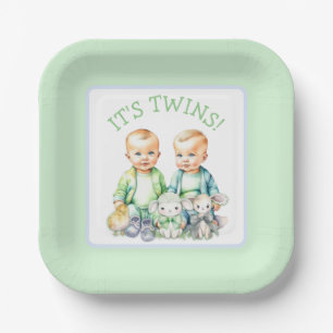 Assiettes En Carton C'est Twins ! Baby shower jumeaux garçon mignon