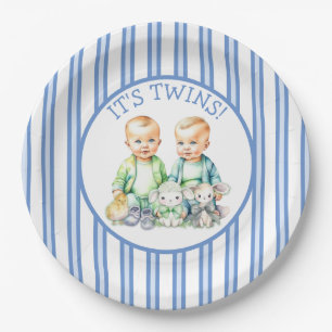 Assiettes En Carton C'est Twins ! Baby shower jumeaux garçon mignon