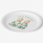 Assiettes En Carton C'est Twins ! Baby shower jumeaux garçon mignon (Angle)