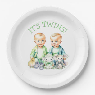 Assiettes En Carton C'est Twins ! Baby shower jumeaux garçon mignon