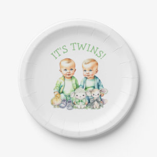 Assiettes En Carton C'est Twins ! Baby shower jumeaux garçon mignon