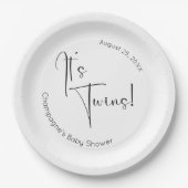 Assiettes En Carton C'est Twins Modern Script Baby shower (Devant)