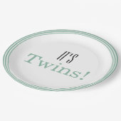 Assiettes En Carton C'est Twins ! Plaques de papier à Baby shower vert (Angle)