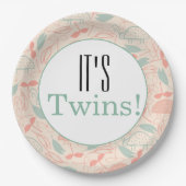 Assiettes En Carton C'est Twins ! Plaques en papier à Baby shower flor (Devant)