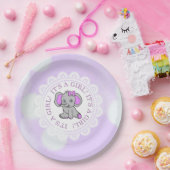 Assiettes En Carton C'est un Baby shower à thème Fille, Eléphant Viole (Fête)