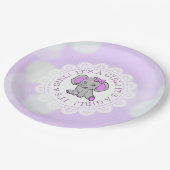 Assiettes En Carton C'est un Baby shower à thème Fille, Eléphant Viole (Angle)