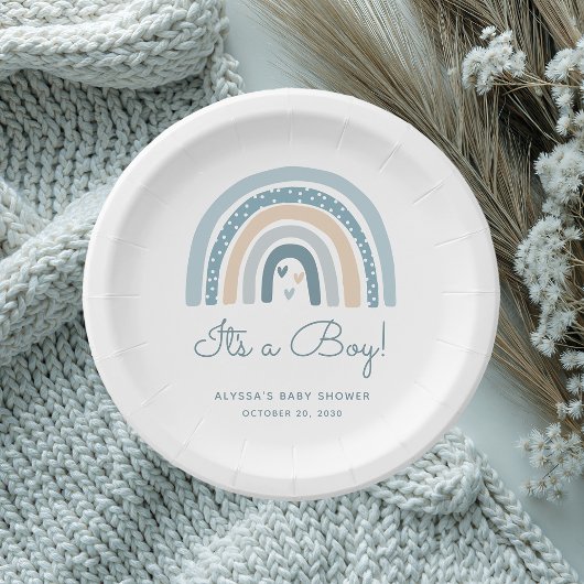 Assiettes En Carton C'est un Baby shower arc-en-ciel Boy Boho