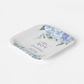 Assiettes En Carton C'est un Baby shower botanique d'Hydrangée Bleue G (Angulaire)