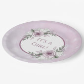 Assiettes En Carton C'est un Baby shower Rose de fille, mauve (Angle)