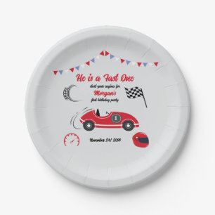 Assiettes En Carton C'est un Fast One Festive Red Race Car Anniversair