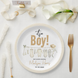 Assiettes En Carton C'est un garçon ! Baby shower Bleu - Cute & Sweet