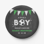 Assiettes En Carton C'est un garçon ! Baby shower Co-ed À Thème Footba (Devant)