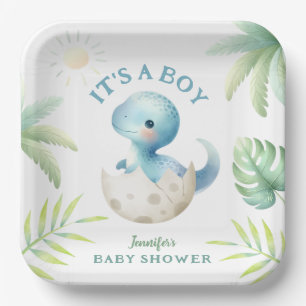 Assiettes En Carton C'est un garçon ! Baby shower Dinosaur garçon Cute