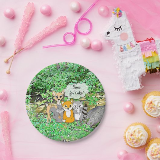 Assiettes En Carton C'est un garçon ! Baby shower Forêt Animaux Thémat (Fête)