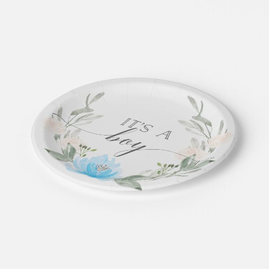 Assiettes En Carton C'est un garçon Baby shower Plaques en papier Past (Angle)