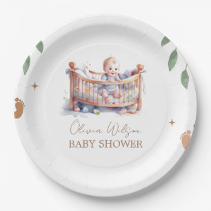 Assiettes En Carton C'est un garçon Boho Bassinet Baby shower