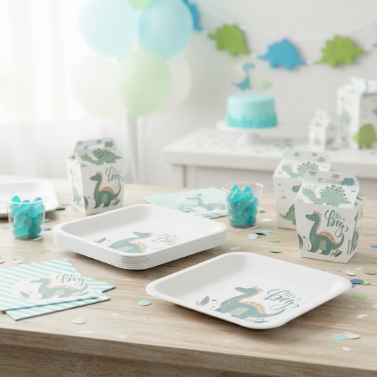 Assiettes En Carton C'est un garçon Dino