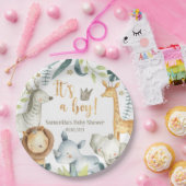 Assiettes En Carton C'est un garçon Giraffe sauvage Zebra Elephant Bab (Fête)