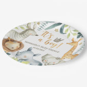 Assiettes En Carton C'est un garçon Giraffe sauvage Zebra Elephant Bab (Angle)