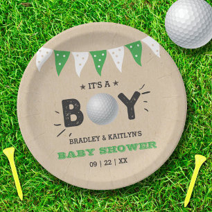 Assiettes En Carton C'est un garçon ! Golf Thème Co-ed Baby shower