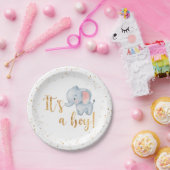 Assiettes En Carton C'est un garçon ! Parti Baby shower éléphant (Fête)