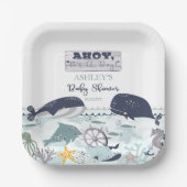 Assiettes En Carton C'est un garçon sous le Baby shower marin (Recto)