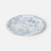 Assiettes En Carton C'est un Garçon Toile Bleu Safari Baby shower anim (Angle)