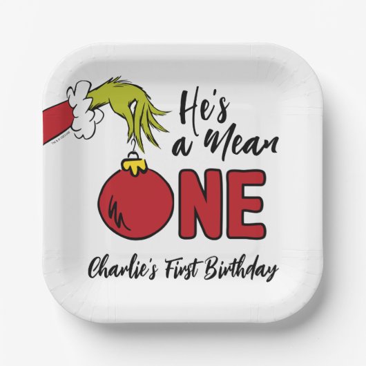 Assiettes En Carton C'est un Mean One | Anniversaire de Grinch (Recto)