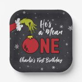 Assiettes En Carton C'est un Mean One | Grinch Chalkboard Anniversaire (Recto)