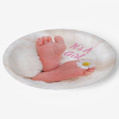 Assiettes En Carton C'est un pied de bébé avec marguerite (Angle)