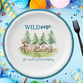 Assiettes En Carton C'est un sauvageon - Animaux de la forêt 1er Anniv