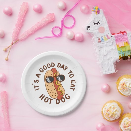 Assiettes En Carton C'est une bonne journée pour manger du hot Dog (Fête)