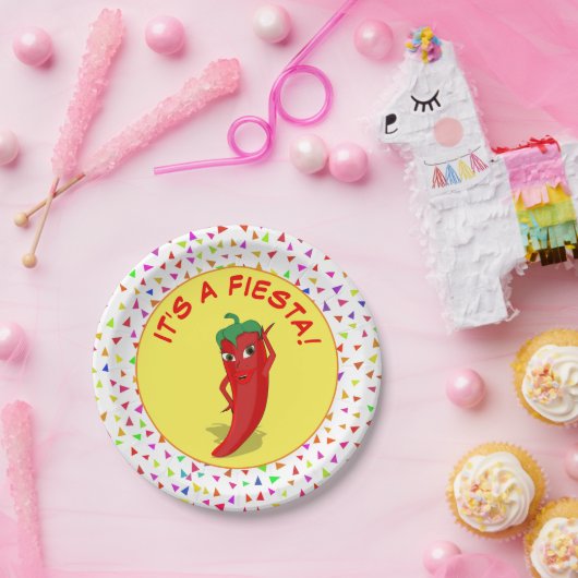 Assiettes En Carton C'est une fête avec Motif Confetti (Fête)