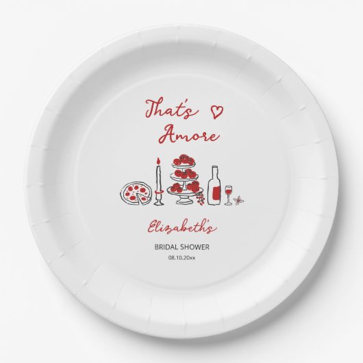 Assiettes En Carton C'est une Fête des mariées rouge italienne Amore (Devant)