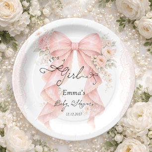 Assiettes En Carton C'est une fille Arc-en-ciel Ruban Coquette Baby Sh