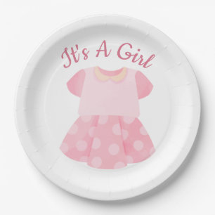 Assiettes En Carton C'est une fille Baby Shower Élégant Rose