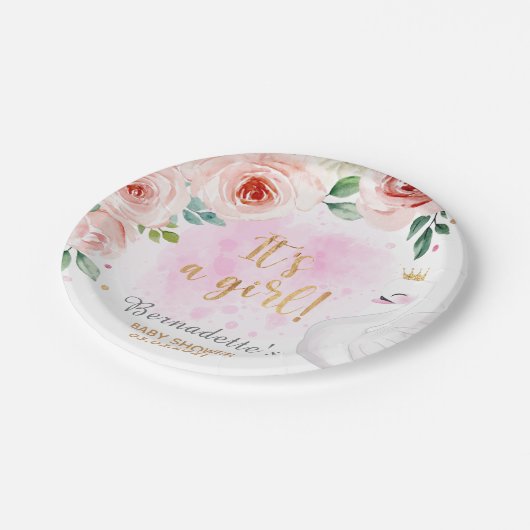 Assiettes En Carton C'est une fille ! Baby shower princesse du cygne f (Angle)