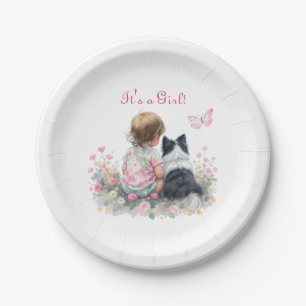 Assiettes En Carton C'est une fille Baby Shower Rose Bébé Fille et C