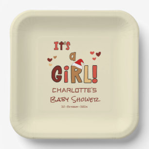 Assiettes En Carton C'est une fille ! Chapeau de Noël de Père Noël Bab