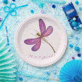 Assiettes En Carton C'est une fille ! Dragonfly violette sucrée (Fête)