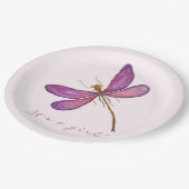 Assiettes En Carton C'est une fille ! Dragonfly violette sucrée (Angle)