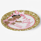 Assiettes En Carton C'est une fille ethnique| Parties scintillant rose (Angle)