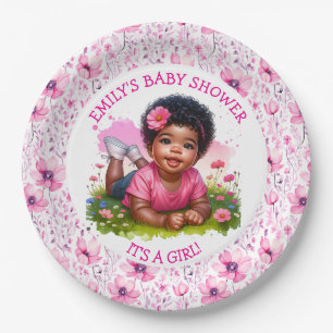 Assiettes En Carton C'est une fille   Le Baby shower floral de la fill