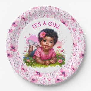 Assiettes En Carton C'est une fille   Le Baby shower floral de la fill
