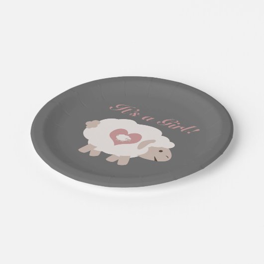 Assiettes En Carton C'est une fille ! Mama Sheep (Angle)