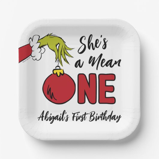 Assiettes En Carton C'est une Mean One | Anniversaire de Grinch (Recto)