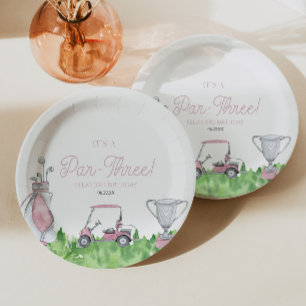 Assiettes En Carton C'est une partie de golf rose 3ème anniversaire