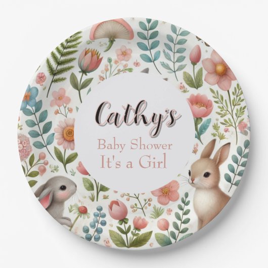 Assiettes En Carton C'Est Une Petite Fille Baby shower Plaque en Papie (Devant)