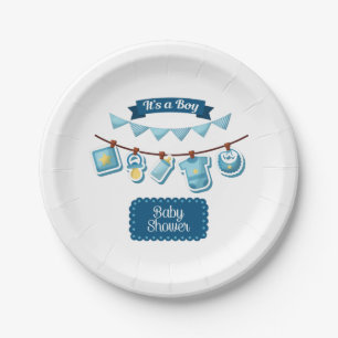 Assiettes En Carton C'est une plaque de papier Baby shower pour garçon