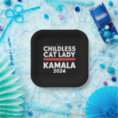 Assiettes En Carton Cette dame au chat sans enfant vote Kamala 2024 (Fête)